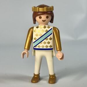 Playmobil Figure Man Fairytale Castle Prince Gold Light Blue Uniform